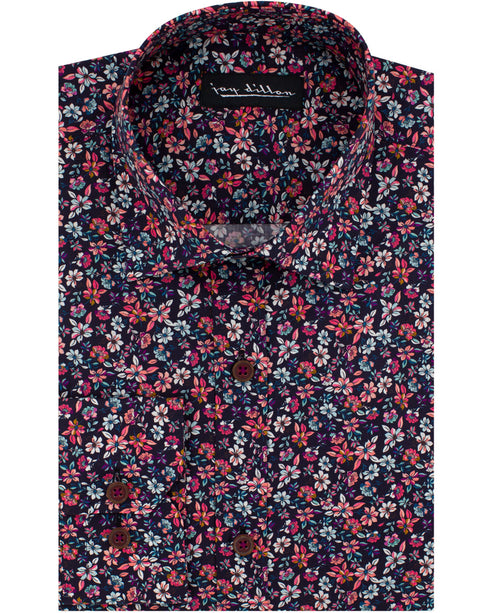 Fuchsia Floral Print Shirt